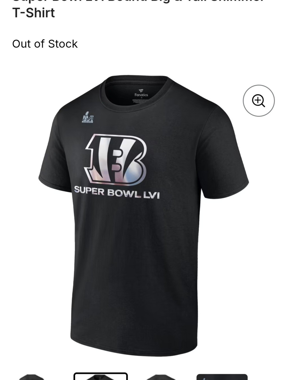 Fanatics Black Cincinnati Bengals Super Bowl LVI Logo Tee
